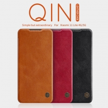 Чехол-книжка Nillkin (серия Qin) для смартфона Xiaomi Mi 11 Lite / Xiaomi Mi 11 Lite 5G / Xiaomi Mi 11 Youth Edition, смарт-чехол, чехол-книжка, противоударный чехол, горизонтальный флип, пластик, искусственная кожа, PU, чёрный, коричневый, красный, Киев