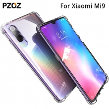 Чехол-накладка PZOZ (Airbag Version) для смартфона Xiaomi Mi9, термополиуретан, дополнительная защита углов смартфона «воздушными подушками», накладки на кнопки регулировки громкости и включения / выключения, двойное отверстие для крепления ремешка, прозрачный, прозрачный с чёрным оттенком, прозрачный с красным оттенком, Киев