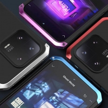 Чехол Element Case Solace (Element Box) для смартфона Xiaomi 13, противоударный бампер, корпус из поликарбоната, алюминиевые накладки, бампер состоит из трёх частей, скрученных четырьмя винтиками, в комплект входит отвёртка и 2 запасных винтика, резиновые прокладки на внутренней поверхности рамы для защиты корпуса смартфона, встроенные кнопки регулировки громкости, двойное отверстие для крепления ремешка, фабричная упаковка, Киев, Київ