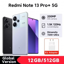 Смартфон Xiaomi Redmi Note 13 Pro+ 5G NFC (12 + 512 Гб, Global Version), Xiaomi Redmi Note 13 Pro Plus, 23090RA98G, скляний корпус, IP68, 2 SIM-карти, eSIM, Dimensity 7200-Ultra, 12 Гб RAM + 512 Гб ROM, екран 6,67'' CrystalRes 1.5K AMOLED, 120 Гц, 3 основні камери 200 МП + 8 МП + 2 МП, селфі камера 16 МП, акумулятор 5000 мА/г, 120 Вт, сканер відбитків пальців, Wi-Fi, Bluetooth 5.3, GPS, NFC / Google Pay, OTG, USB Type-C, ІЧ порт, HyperOS, Android 13, Київ, Киев