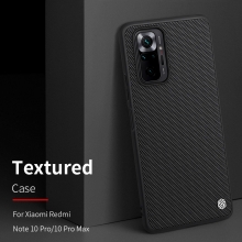 Текстурированный чехол-накладка Nillkin для смартфона Xiaomi Redmi Note 10 Pro / Xiaomi Redmi Note 10 Pro Max, textured case, противоударный бампер, рифлёный пластик с нейлоновым волокном, рама из термополиуретана, логотип Nillkin, двойное отверстие для крепления ремешка, чёрный, Киев